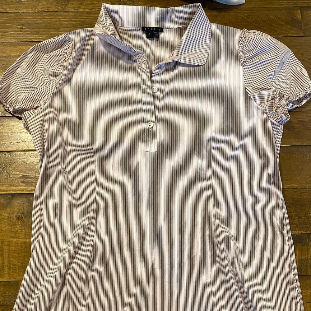 Theory Striped Button-Up Women's Top